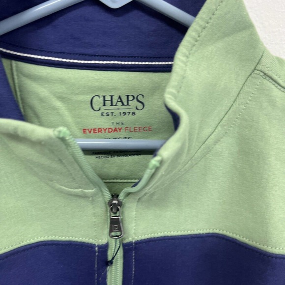 Chaps pullover old school striped colors mens XL Green Navy Everyday Fleece - Picture 3 of 13